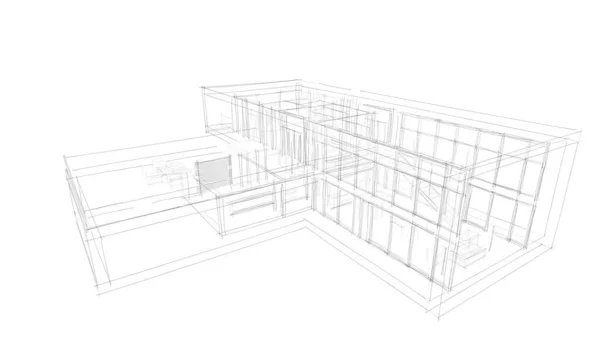 房子概念剪影3D — 图库照片