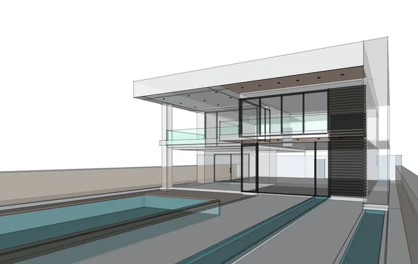 House Pool Concept Sketch Illustration — стоковое фото