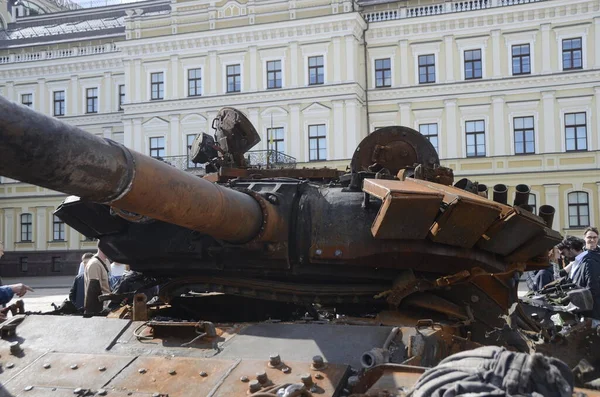 Kiev Ukraine Mai 2022 Destruction Véhicules Blindés Russes Exposition Sur — Photo