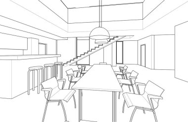 Beyaz arkaplan üzerindeki mimari bina 3d görüntüleme