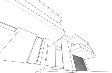 Beyaz arkaplan üzerindeki mimari bina 3d görüntüleme