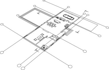 Beyaz arkaplan üzerindeki mimari bina 3d görüntüleme
