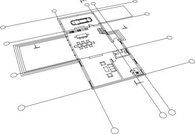 Beyaz arkaplan üzerindeki mimari bina 3d görüntüleme