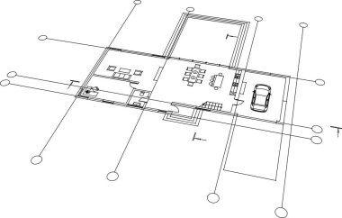 Beyaz arkaplan üzerindeki mimari bina 3d görüntüleme