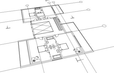 Beyaz arkaplan üzerindeki mimari bina 3d görüntüleme