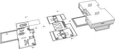 Beyaz arkaplan üzerindeki mimari bina 3d görüntüleme
