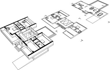 Beyaz arkaplan üzerindeki mimari bina 3d görüntüleme