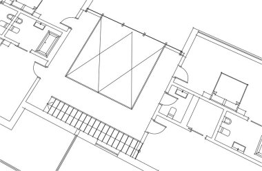 Beyaz arkaplan üzerindeki mimari bina 3d görüntüleme