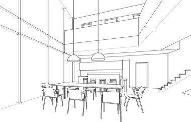 Beyaz arkaplan üzerindeki mimari bina 3d görüntüleme