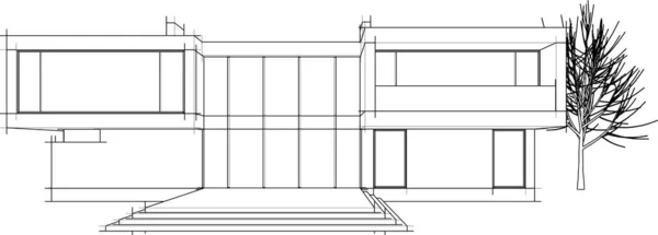 Архітектурна Будівля Візуальна Ілюстрація Білому Тлі — стоковий вектор