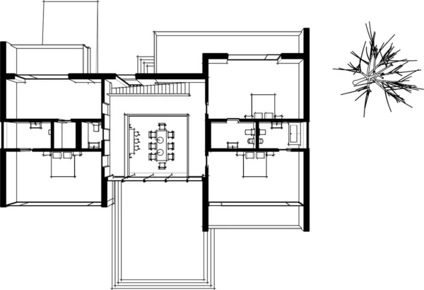 Architettura Edificio Rendering Illustrazione Sfondo Bianco — Vettoriale Stock