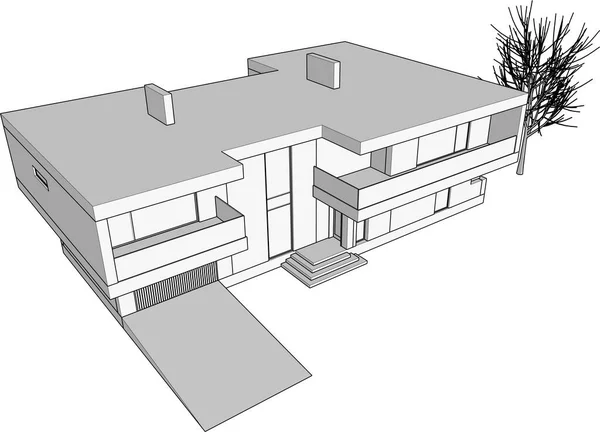 Architektura Budynek Renderowania Ilustracja Białym Tle — Wektor stockowy