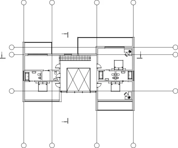 Architektur Gebäude Darstellung Auf Weißem Hintergrund — Stockvektor