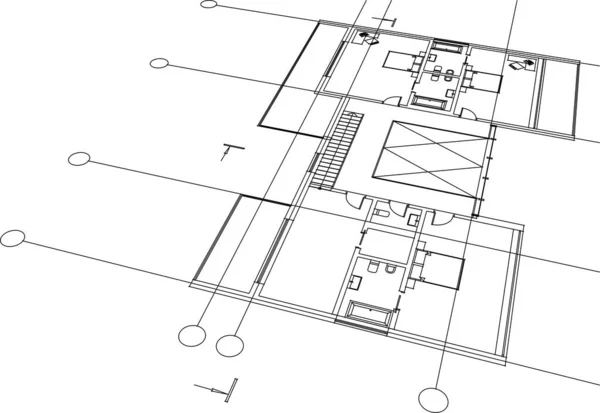 Architecture Bâtiment Rendu Illustration Sur Fond Blanc — Image vectorielle