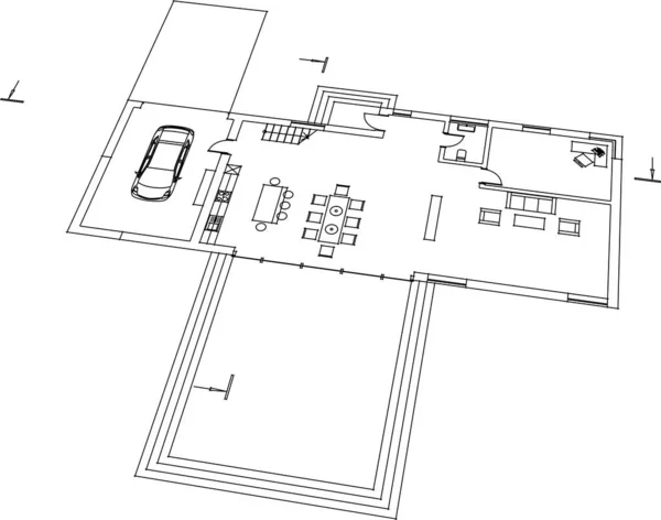 Architektur Gebäude Darstellung Auf Weißem Hintergrund — Stockvektor