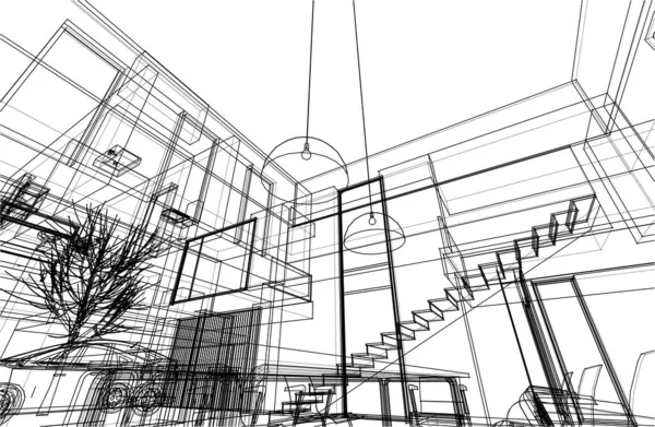 建筑3D在白色背景上的渲染说明 — 图库矢量图片