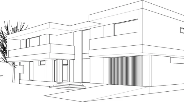 Arquitetura Edifício Renderização Ilustração Fundo Branco —  Vetores de Stock