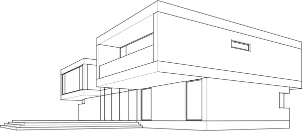 Építészet Épület Render Illusztráció Fehér Háttér — Stock Vector