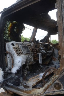 Ukrayna 'da savaş. Rus ordusunun saldırısından sonra Kyiv bölgesinde yıkılan binalar. Rus işgalinin Ukrayna 'daki sonuçları. Kyiv bölgesi, Ukrayna, Haziran 2022