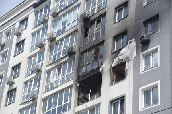 Guerra Ucraina Edifici Distrutti Nella Regione Kiev Dopo Attacco Dell — Foto Stock