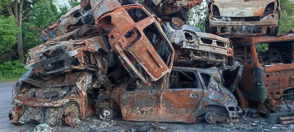 Krieg Der Ukraine Die Russische Armee Verbrannte Zerstörte Und Beschoss — Stockfoto