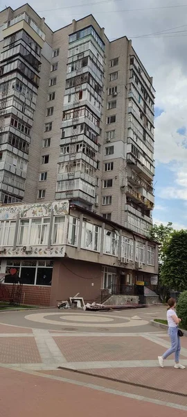 Guerra Ucraina Edifici Distrutti Nella Regione Kiev Dopo Attacco Dell — Foto Stock