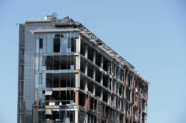 Ukrayna 'da savaş. Rus ordusunun saldırısından sonra Kyiv bölgesinde yıkılan binalar. Rus işgalinin Ukrayna 'daki sonuçları. Kyiv bölgesi, Ukrayna, Haziran 2022