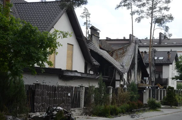 Oorlog Oekraïne Vernietigde Gebouwen Regio Kiev Russische Aanval Gevolgen Van — Stockfoto