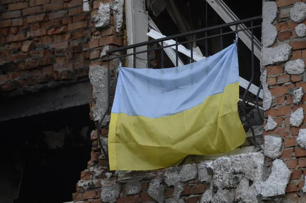 Guerra Ucrânia Destruiu Edifícios Região Kiev Após Ataque Exército Russo — Fotografia de Stock