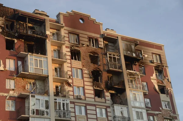 Guerra Ucraina Edifici Distrutti Nella Regione Kiev Dopo Attacco Dell — Foto Stock