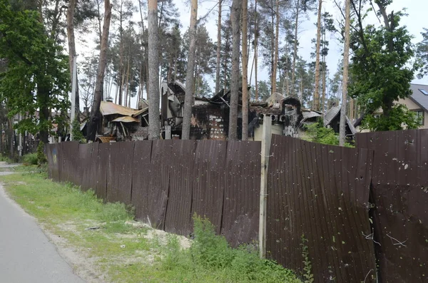 Oorlog Oekraïne Vernietigde Gebouwen Regio Kiev Russische Aanval Gevolgen Van — Stockfoto