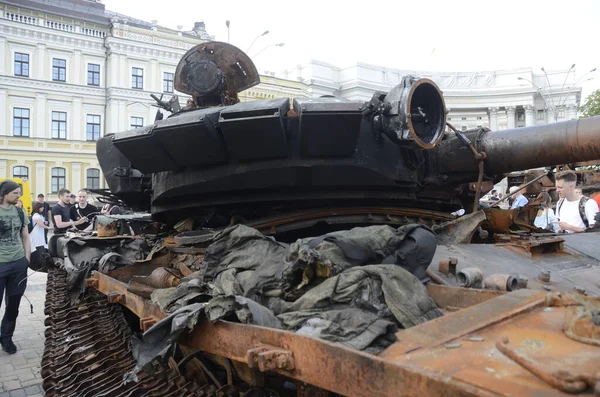 Kiev Ukraine Mai 2022 Destruction Véhicules Blindés Russes Exposition Sur — Photo