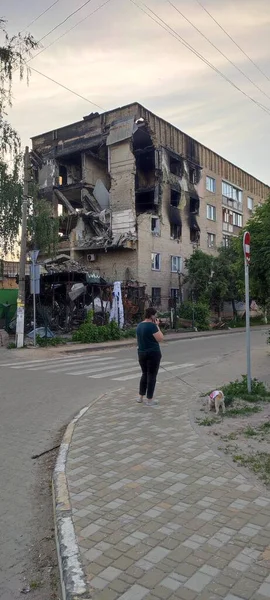 Válka Ukrajině Zničil Budovy Oblasti Kyjeva Útoku Ruské Armády Důsledky — Stock fotografie