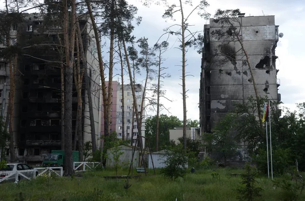 Война Украине Разрушенные Здания Киевской Области После Нападения Российской Армии — стоковое фото