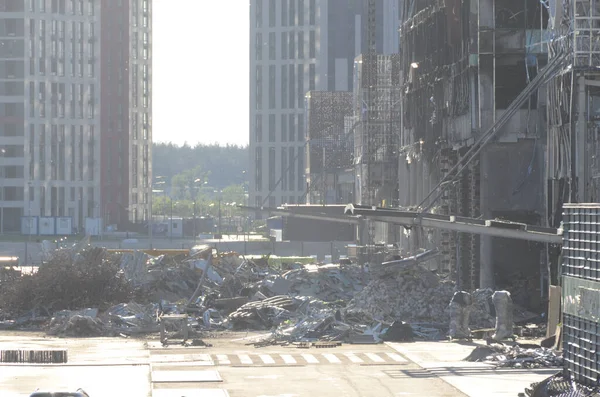Πόλεμος Στην Ουκρανία Καταστράφηκαν Κτίρια Στην Περιοχή Κίεβο Μετά Την — Φωτογραφία Αρχείου
