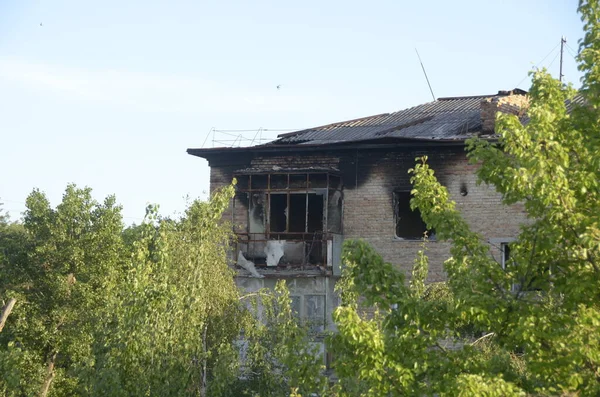 Guerre Ukraine Détruit Des Bâtiments Dans Région Kiev Après Attaque — Photo