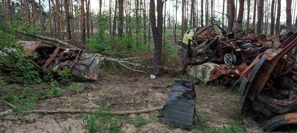 Krieg Der Ukraine Die Russische Armee Verbrannte Zerstörte Und Beschoss — Stockfoto