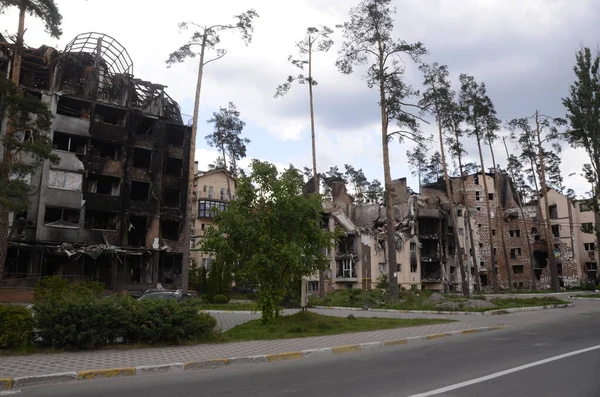 Війна Україні Знищені Будівлі Київському Регіоні Після Нападу Російської Армії — стокове фото