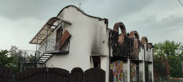 Guerre Ukraine Détruit Des Bâtiments Dans Région Kiev Après Attaque — Photo