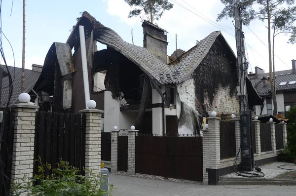 Oorlog Oekraïne Vernietigde Gebouwen Regio Kiev Russische Aanval Gevolgen Van — Stockfoto