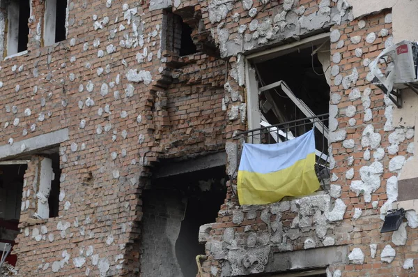 Krig Ukraina Förstörde Byggnader Kiev Regionen Efter Den Ryska Arméattacken — Stockfoto