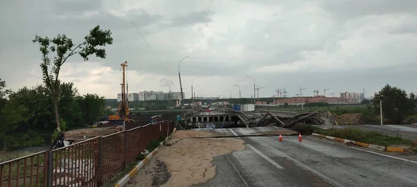 Wojna Ukrainie Zniszczył Budynki Rejonie Kijowa Ataku Rosyjskiej Armii Konsekwencje — Zdjęcie stockowe