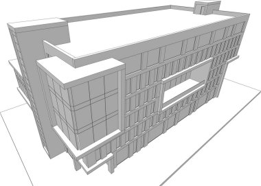 Beyaz arkaplan üzerindeki mimari bina 3d görüntüleme