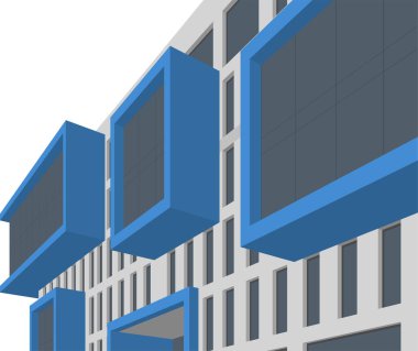 Beyaz arkaplan üzerindeki mimari bina 3d görüntüleme