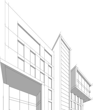 Beyaz arkaplan üzerindeki mimari bina 3d görüntüleme