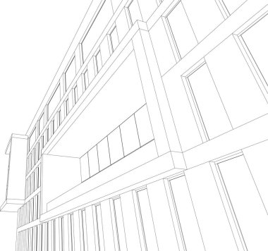 Beyaz arkaplan üzerindeki mimari bina 3d görüntüleme