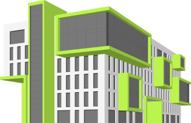 Beyaz arkaplan üzerindeki mimari bina 3d görüntüleme