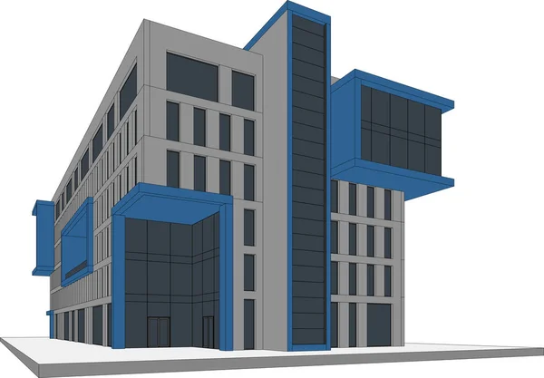 建筑3D在白色背景上的渲染说明 — 图库矢量图片