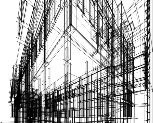 Architecture Bâtiment Rendu Illustration Sur Fond Blanc — Image vectorielle