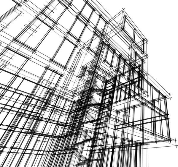 Arkitektur Byggnad Render Illustration Vit Bakgrund — Stock vektor